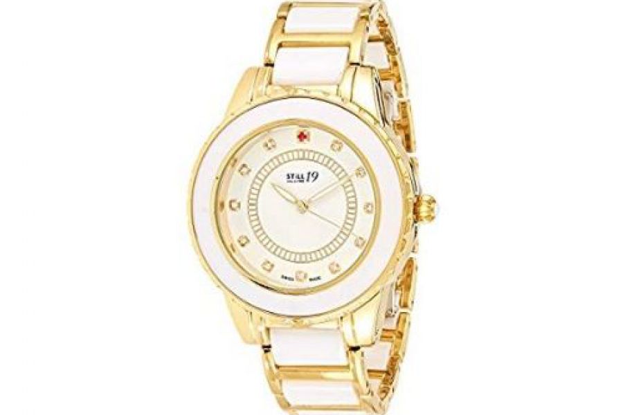 Still 19 - Women's Gold Dial Stainless Steel and Ceramic Band Watch
